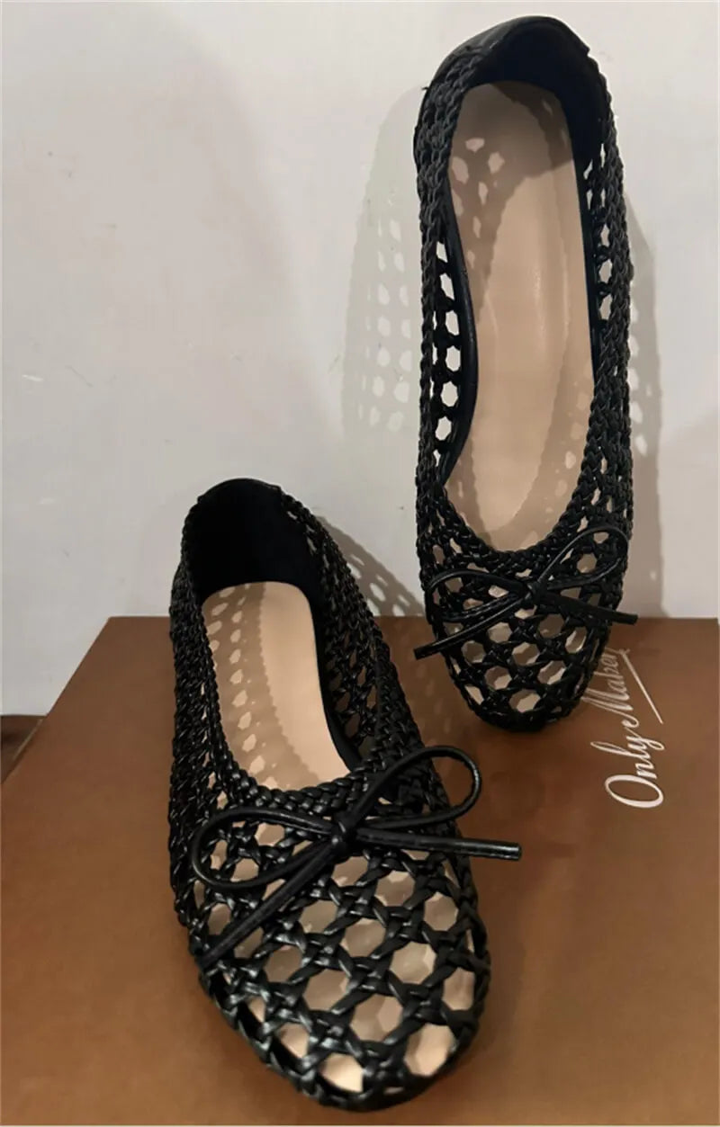 Black Mesh Ballet Flats