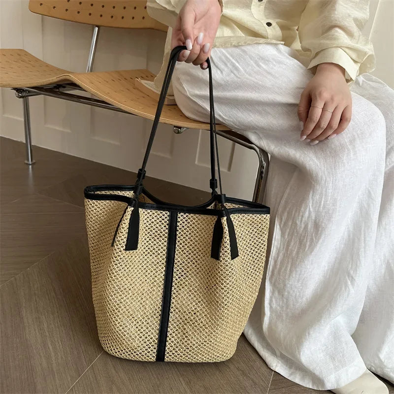 Women Beach Woven Tote Bags,summer Fashion Lady Boho Vacations Woven Tote,lady Travel Handbag,large Capacity Casual Shoulder Bag