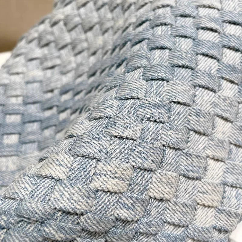 2025 Handwoven Denim Tote Bag for Women Bucket Handbag Lady Handmade Weaving Versatile Handheld Shoulder Crossbody Bag Messenger