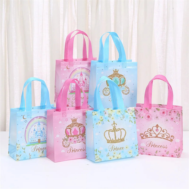 StoBag 8/20pcs Cartoon Princess Non-woven Tote Bags Girl Kids Gift Package Fabric Waterproof Storage Reusable Pouches Party
