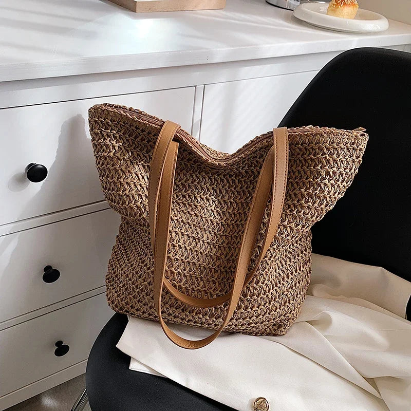 Woven Straw Tote Bag