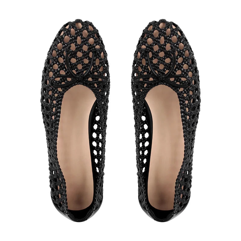Black Mesh Ballet Flats