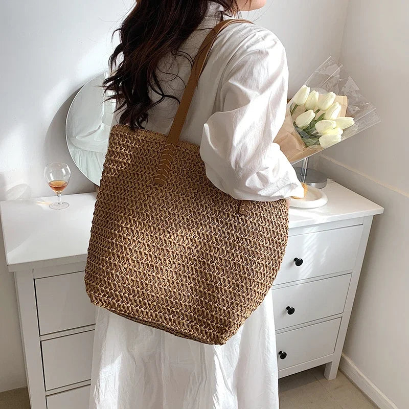 Woven Straw Tote Bag