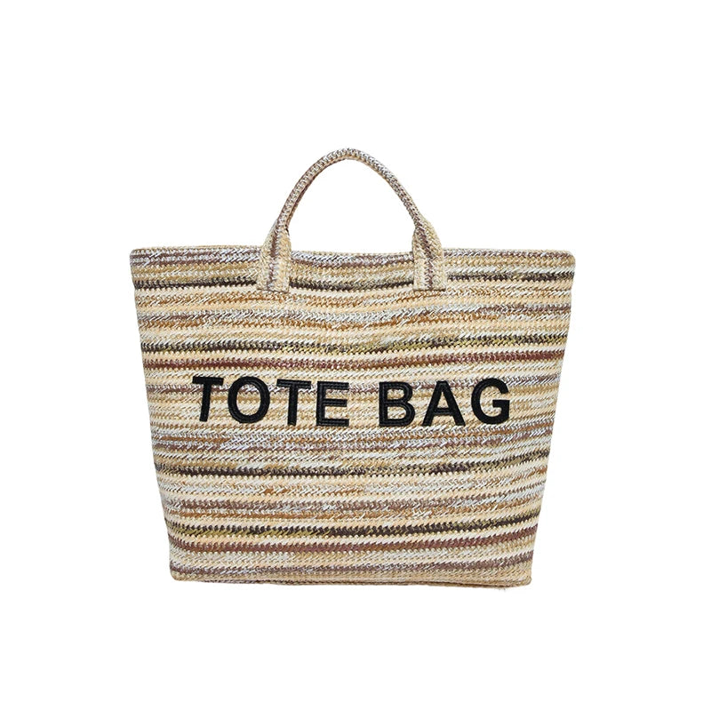 Casual Fashion Large Capacity Exquisite Colorful Straw Woven Tote Bags Personality Color Matching Summer Style Women's Handbags