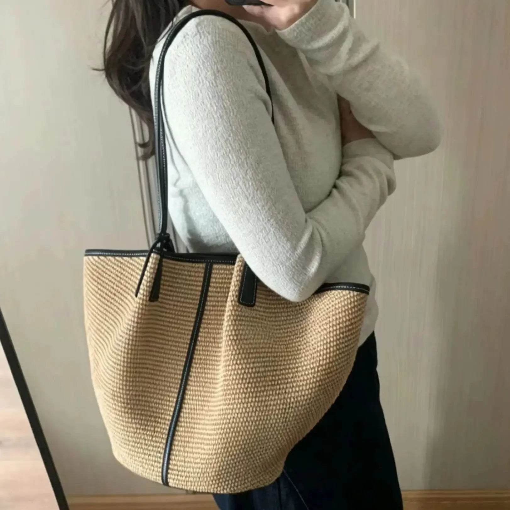Women Beach Woven Tote Bags,summer Fashion Lady Boho Vacations Woven Tote,lady Travel Handbag,large Capacity Casual Shoulder Bag