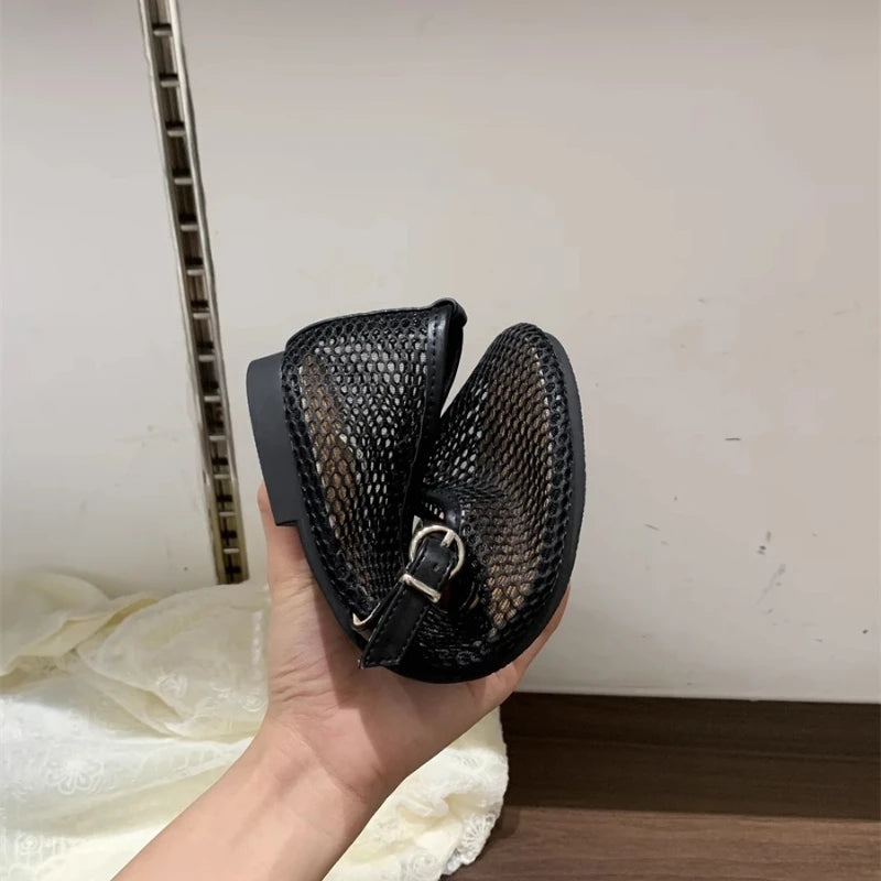 Black Mesh Ballet Flats