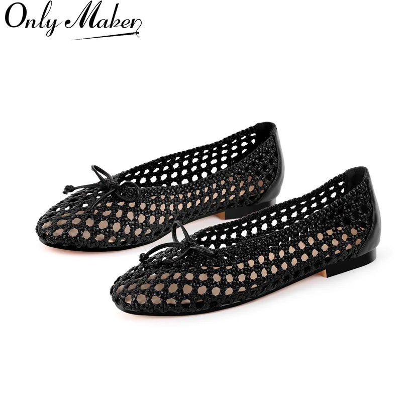 Black Mesh Ballet Flats