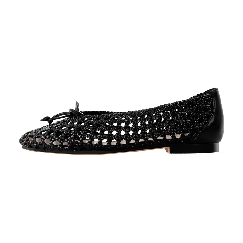 Black Mesh Ballet Flats