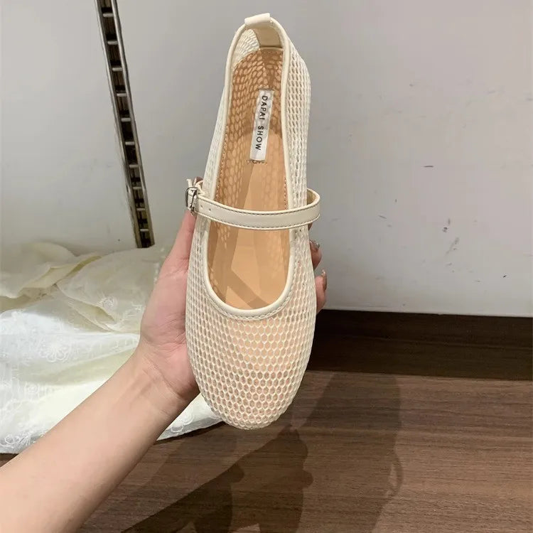 Black Mesh Ballet Flats