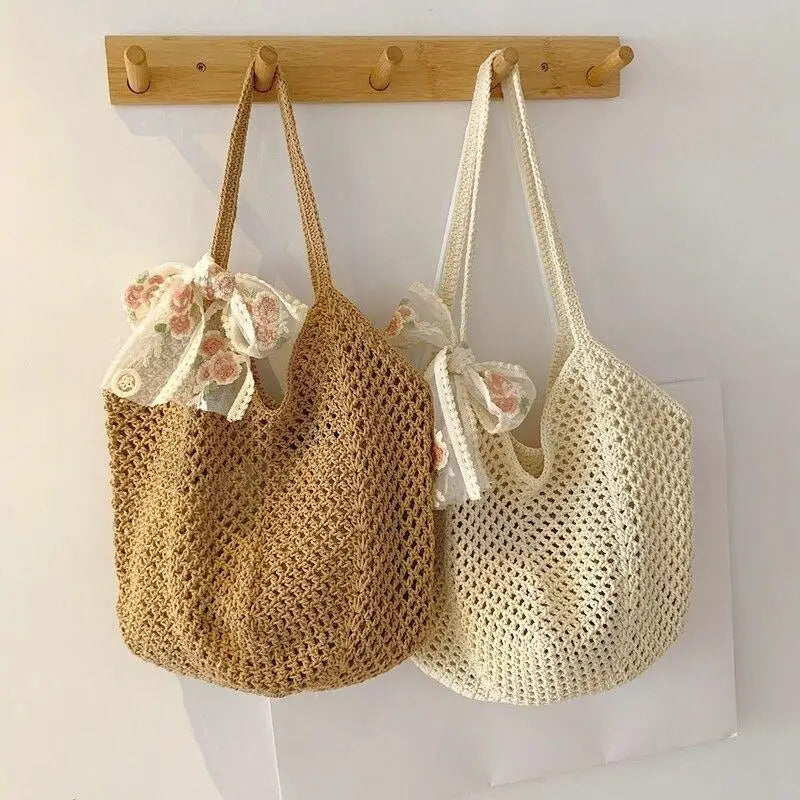 Woven Tote Bag Large Capacity Front View