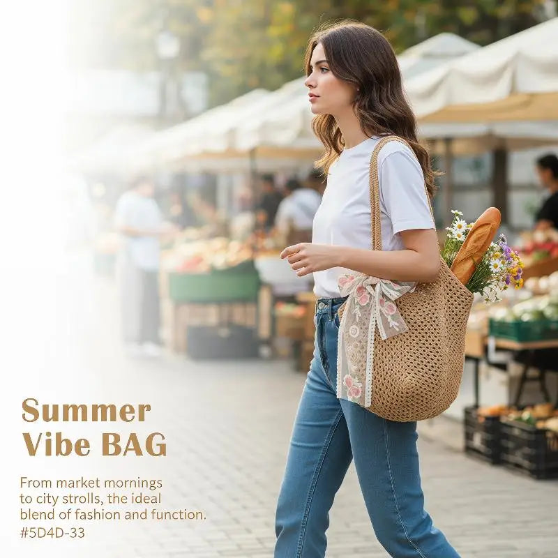 Woven Tote Bag Interior Storage