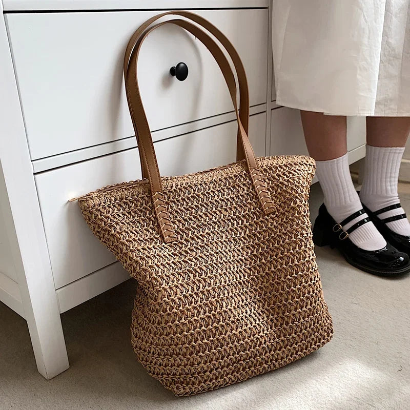 Woven Straw Tote Bag