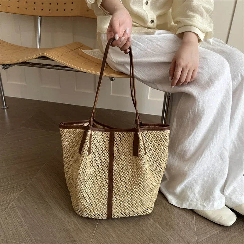 Women Beach Woven Tote Bags,summer Fashion Lady Boho Vacations Woven Tote,lady Travel Handbag,large Capacity Casual Shoulder Bag