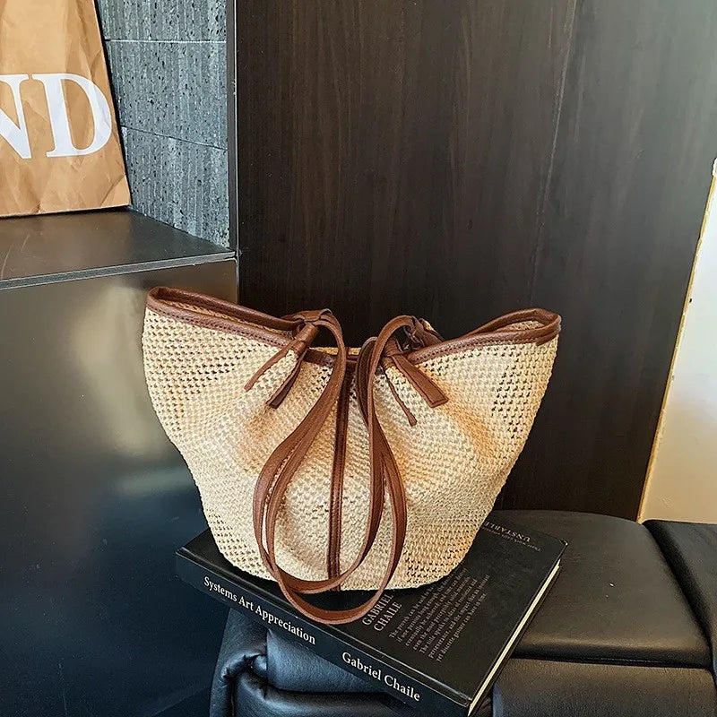Women Beach Woven Tote Bags,summer Fashion Lady Boho Vacations Woven Tote,lady Travel Handbag,large Capacity Casual Shoulder Bag