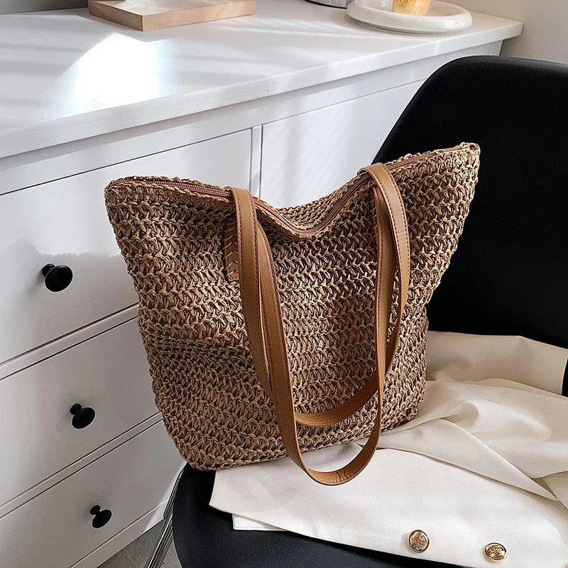 Woven Straw Tote Bag