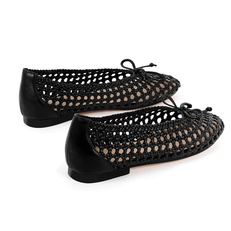 Black Mesh Ballet Flats