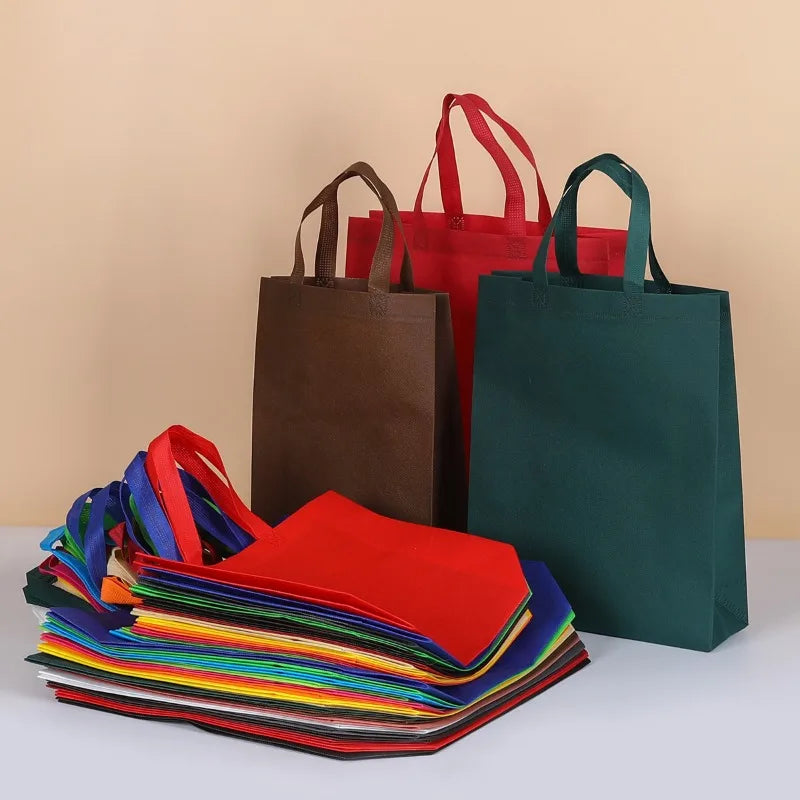 10/20pcs Non Woven Tote Bags Reusable Shopping Bags with Handles for Birthday Wedding Groceries Retail Parties