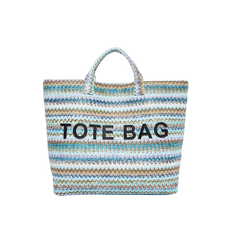 Casual Fashion Large Capacity Exquisite Colorful Straw Woven Tote Bags Personality Color Matching Summer Style Women's Handbags