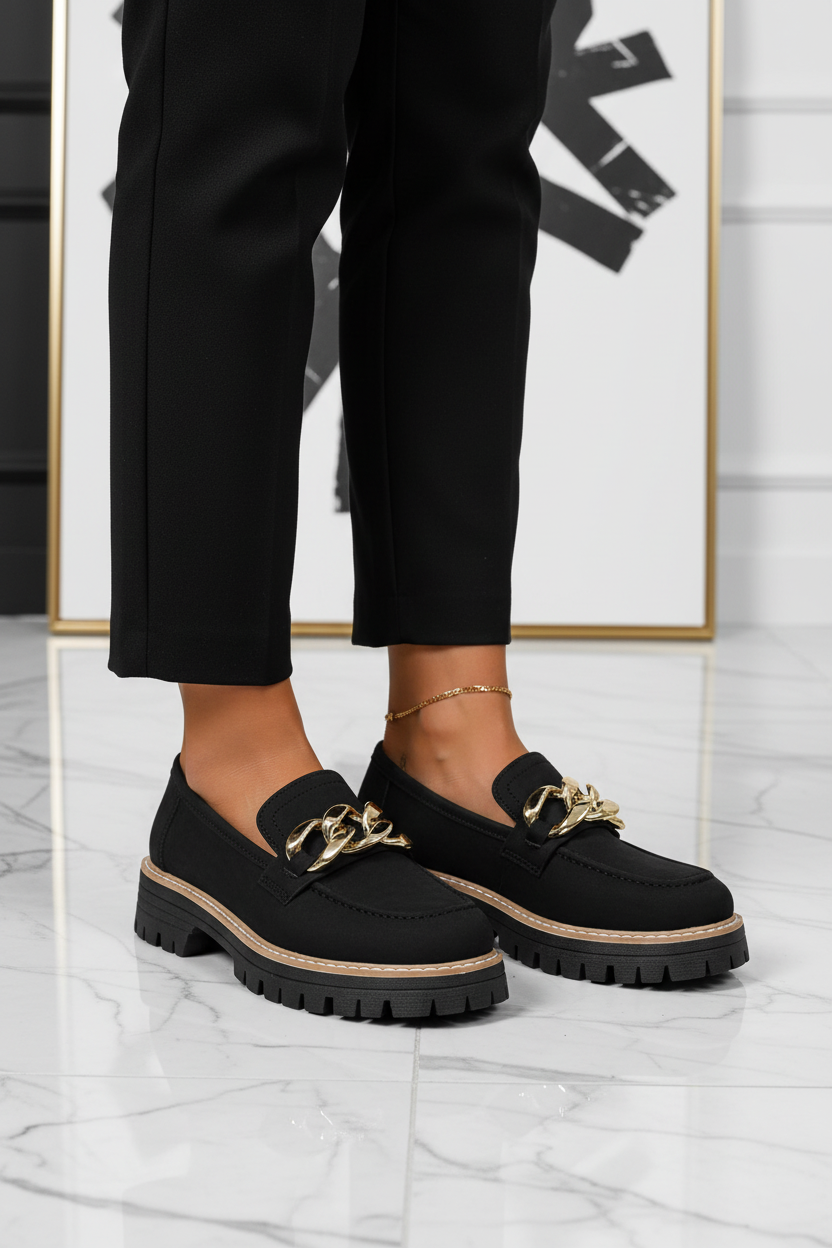 Black Loafer Editorial Heeled Loafers