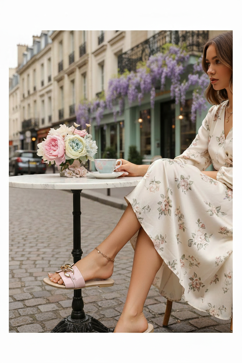 Pink Sandal Editorial - No Text Chain-link Slides