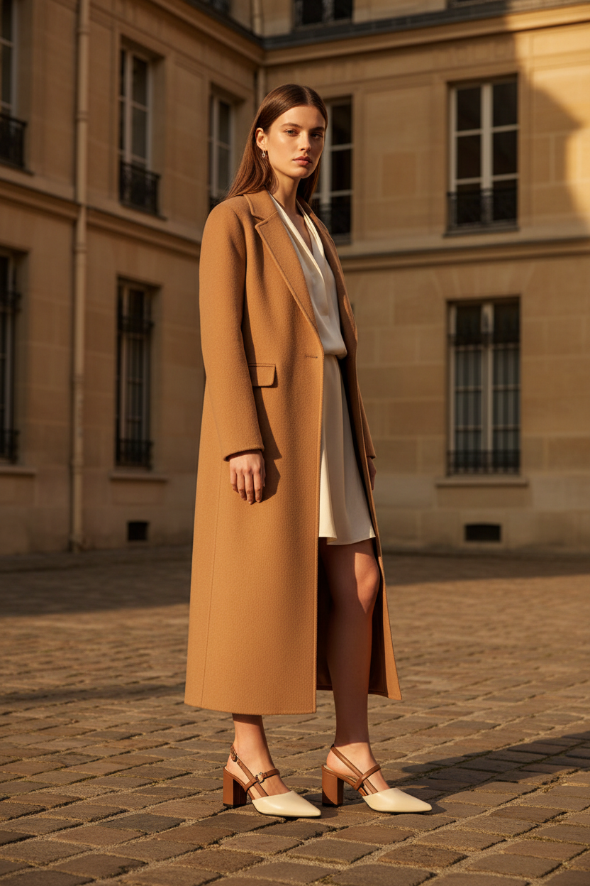 Two-Tone Slingbacks – Light Brown Hermès Editorial Block Heel Slingback